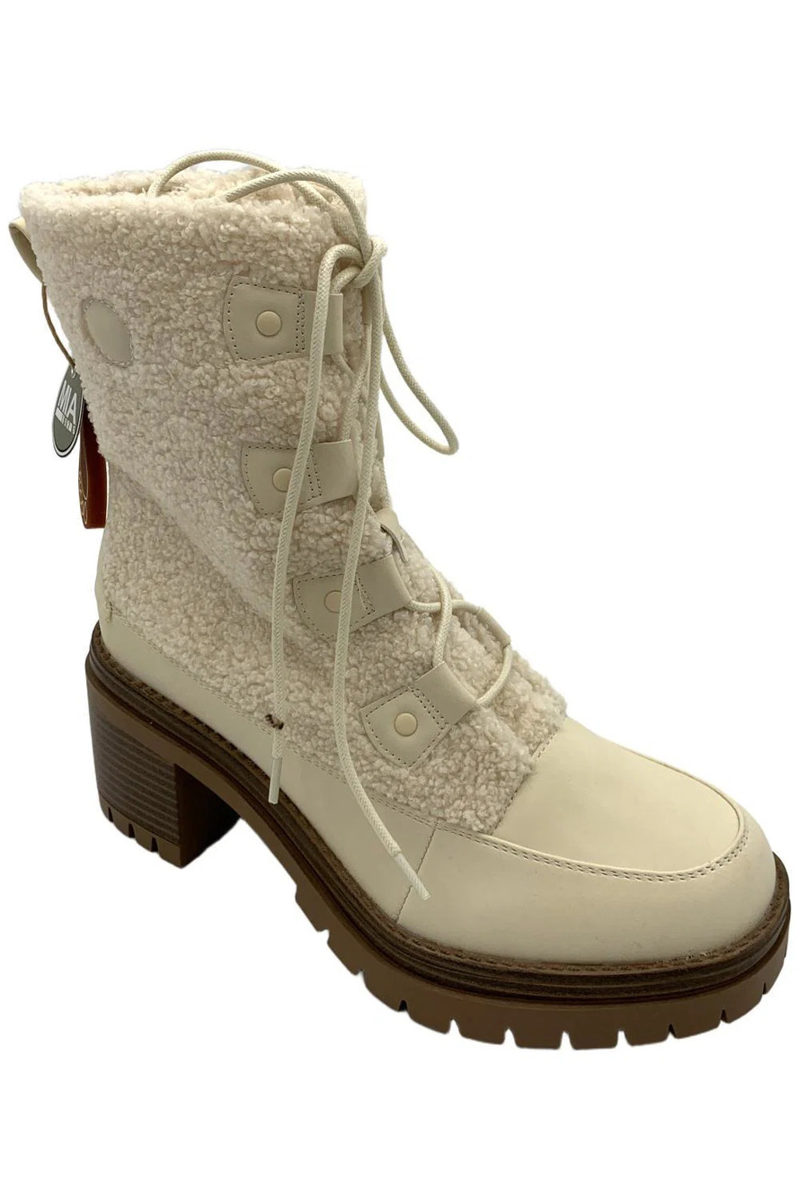 MIA Women's Alpes Lace-Up/Zip Sherpa Platform Boots Natural - Medium
